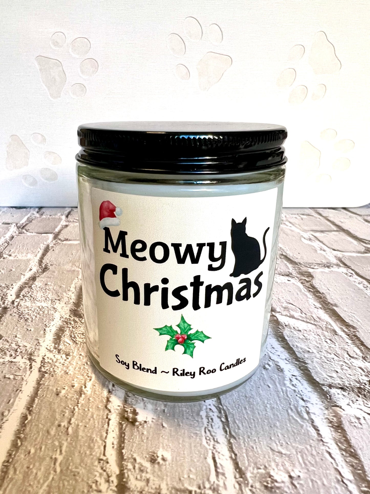 Cat themed coconut soy candle - hand poured