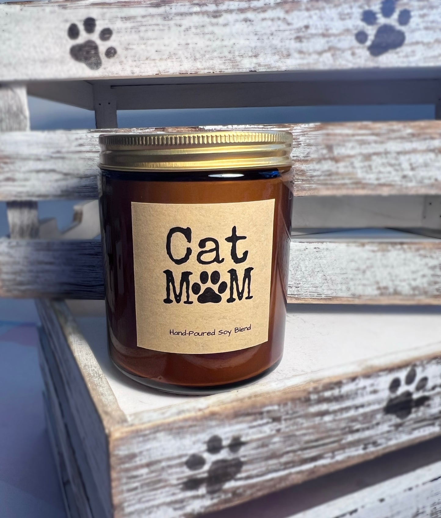 Cat themed coconut soy candle - hand poured