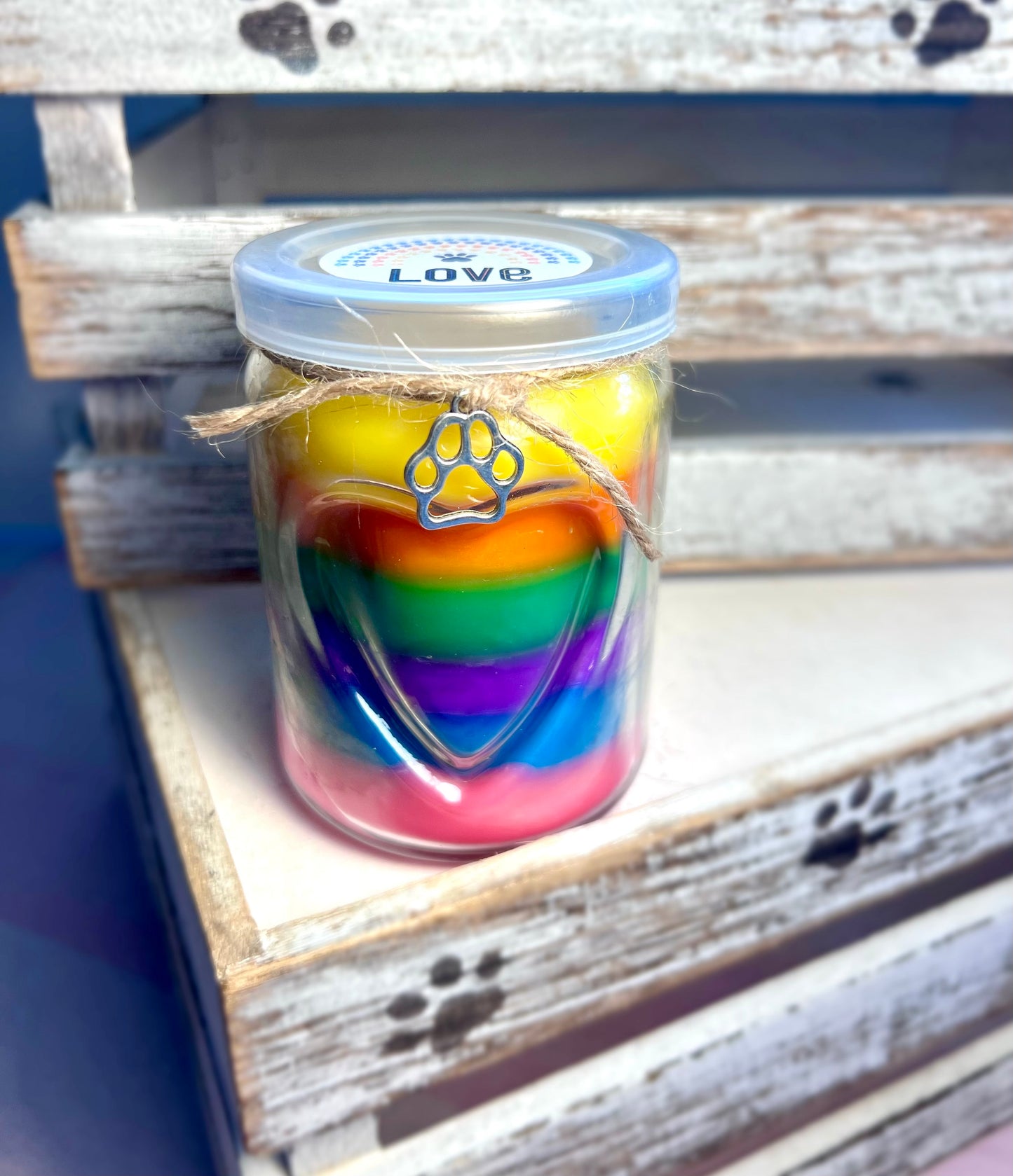 Rainbow Heart -  Pet Themed Soy Candle