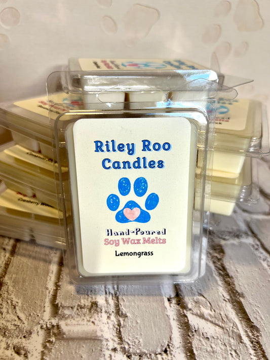 Riley Roo Candles wax melt packaging on a textured surface