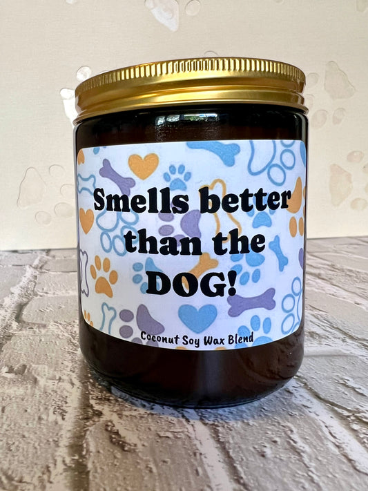 Dog themed coconut soy candle - hand poured