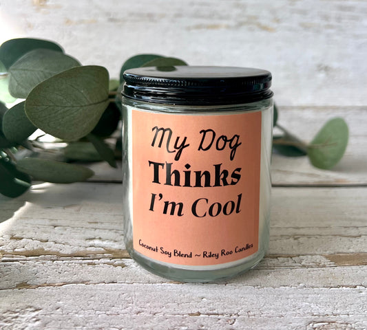 Dog themed coconut soy candle - hand poured