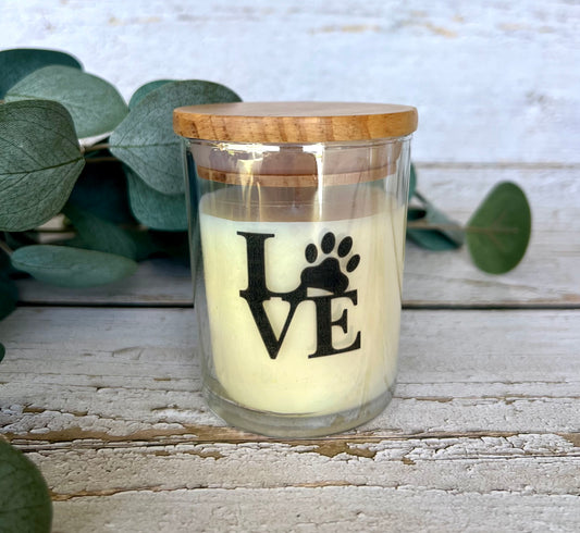 Pet themed coconut soy candle - hand poured