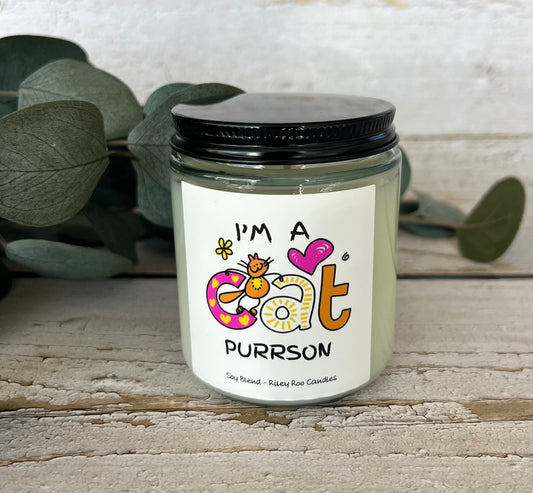 Cat themed coconut soy candle - hand poured