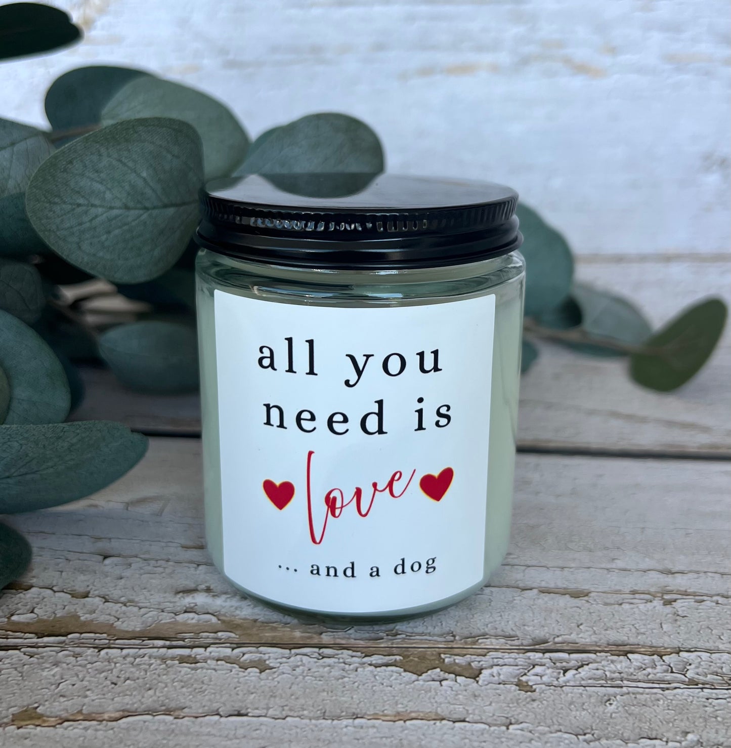 Dog themed coconut soy candle - hand poured