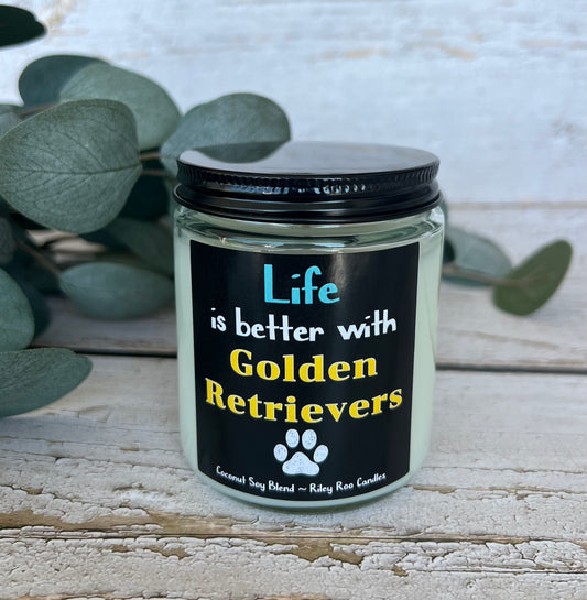 Dog themed coconut soy candle - hand poured