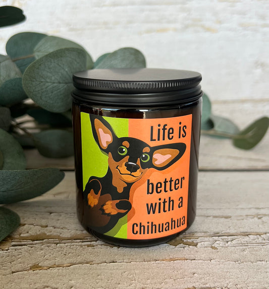 Dog themed coconut soy candle - hand poured