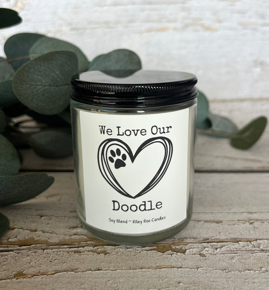 Dog themed coconut soy candle - hand poured