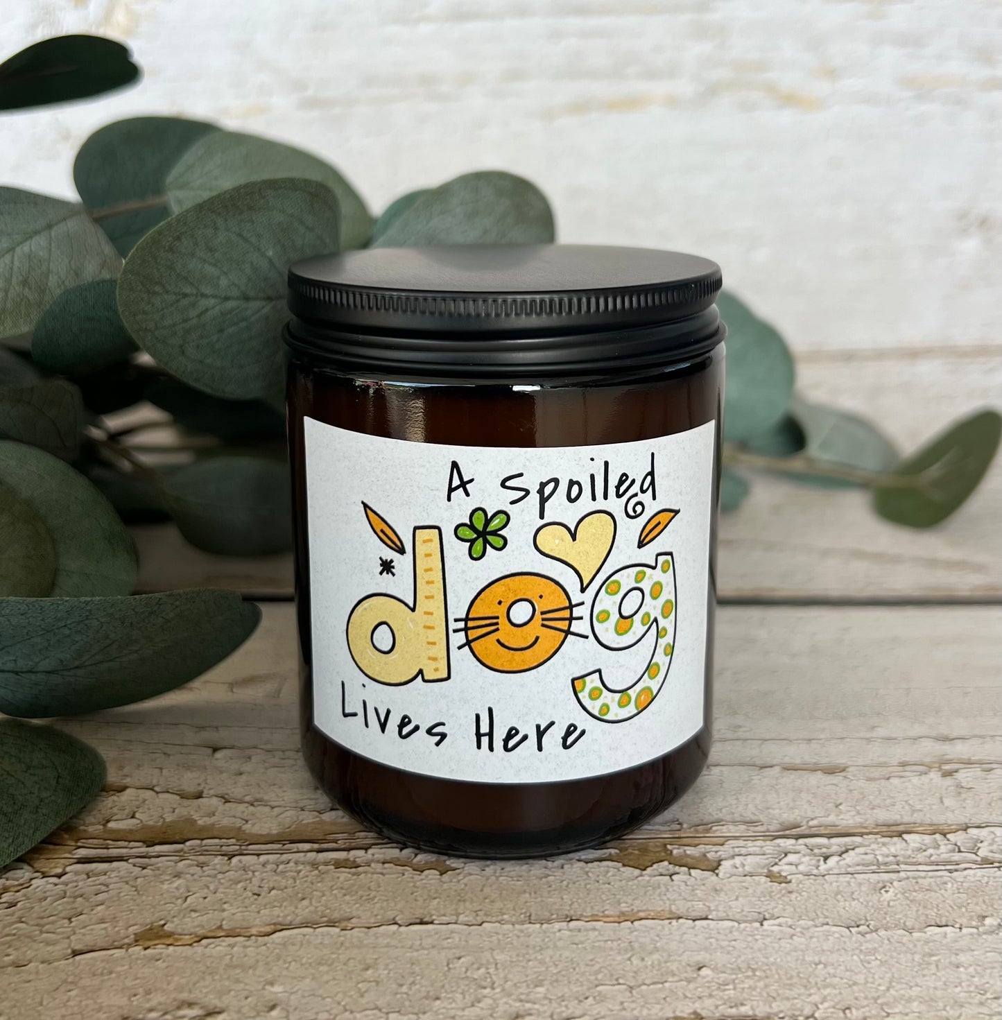 Dog themed coconut soy candle - hand poured