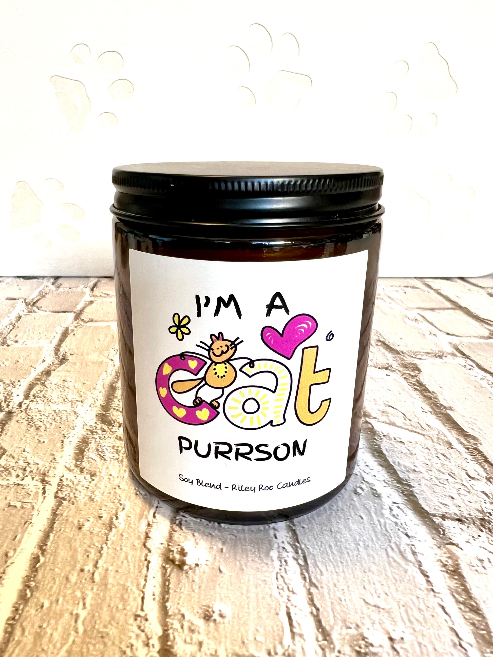Cat themed coconut soy candle - hand poured